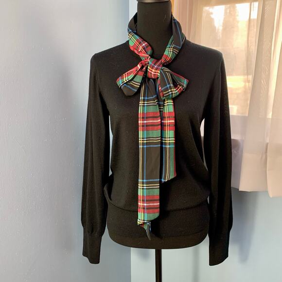 NWT J. Crew Merino Mockneck Sweater Tartan Scarf Size Medium - Picture 8 of 9